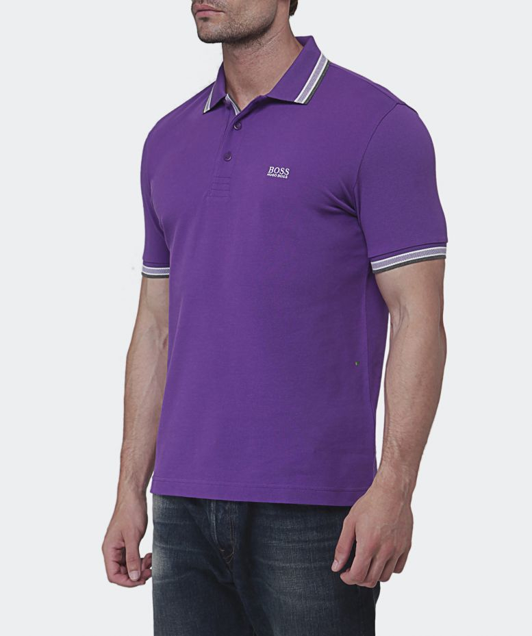 BOSS Black Paddy Polo Shirt in Purple 