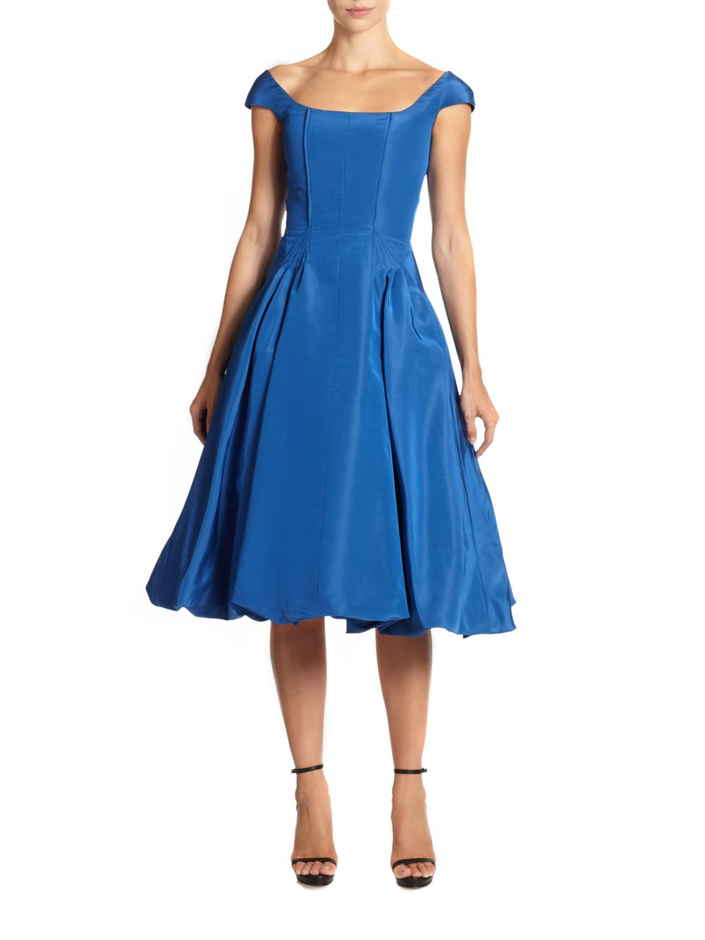 Oscar de la renta Silk Faille Bubblehem Dress in Blue (indigo) Lyst