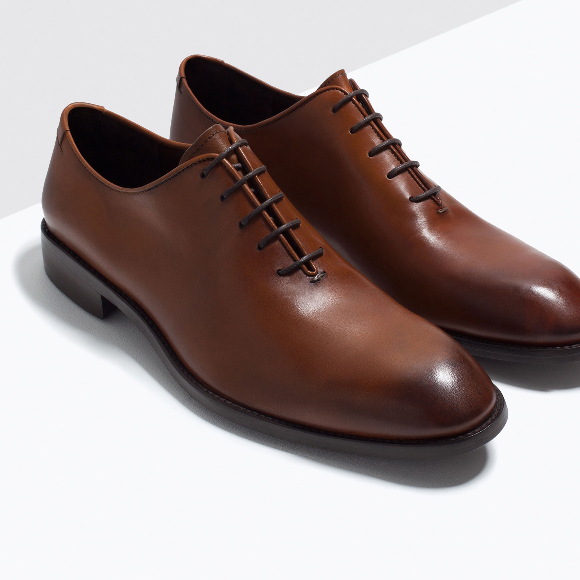  Zara  One Piece Leather Shoes  in Brown for Men  Lyst