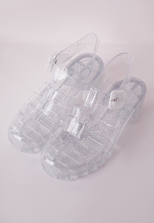 clear sparkly jelly sandals