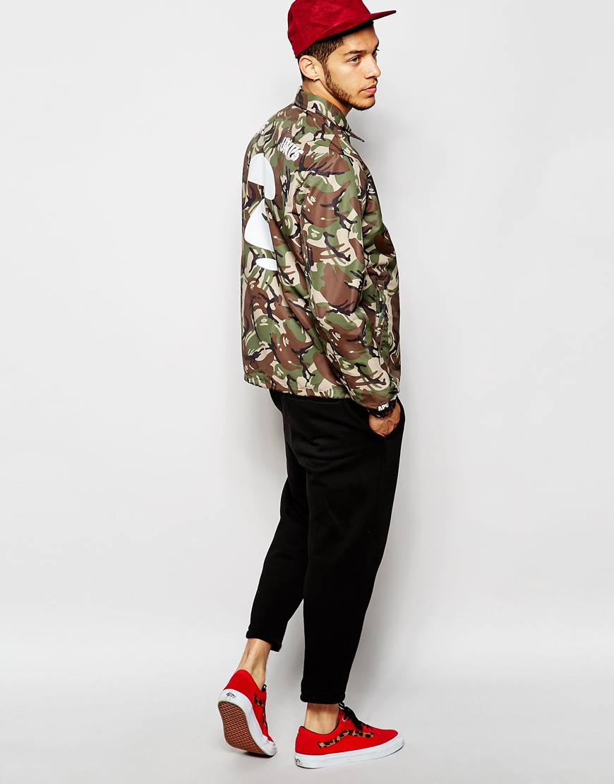 pe By A Bathing Ape Camouflage Jacket With Back Print In Green For Men Lyst