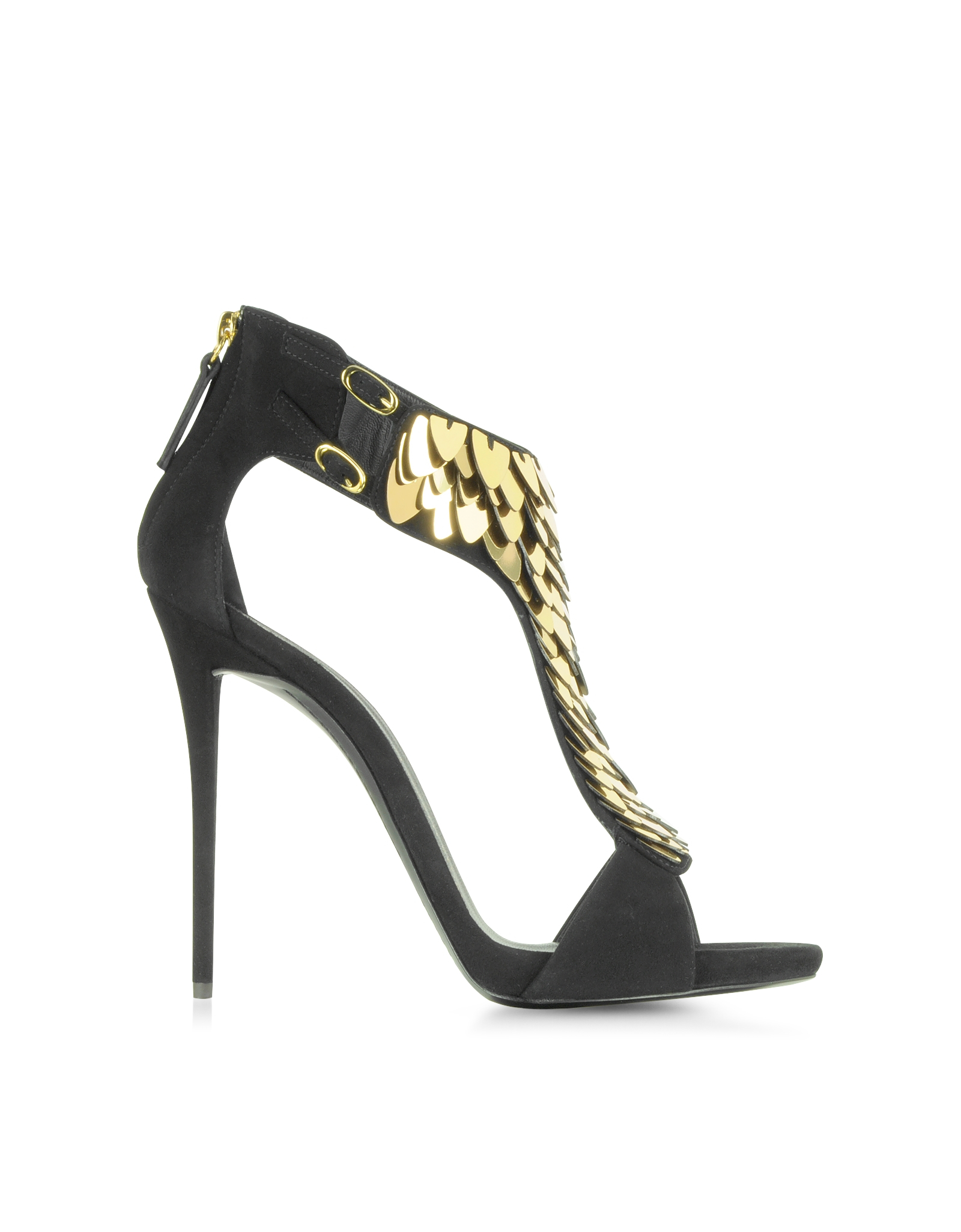 giuseppe zanotti black suede snake strap sandals