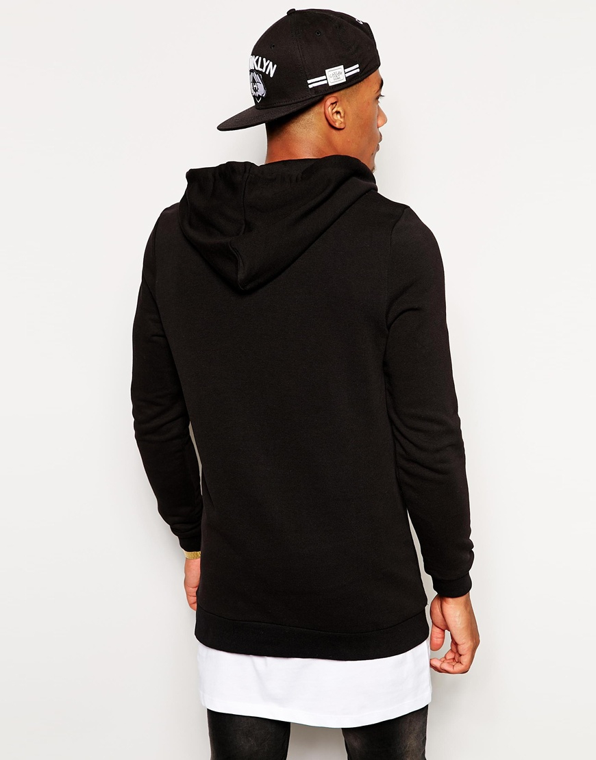 ASOS Longline Hoodie With Zip Pockets in Black for Men | Lyst