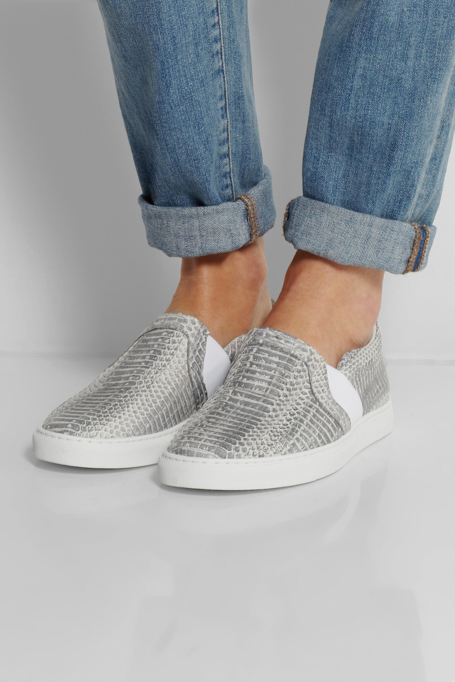 snake effect leather platform trainers