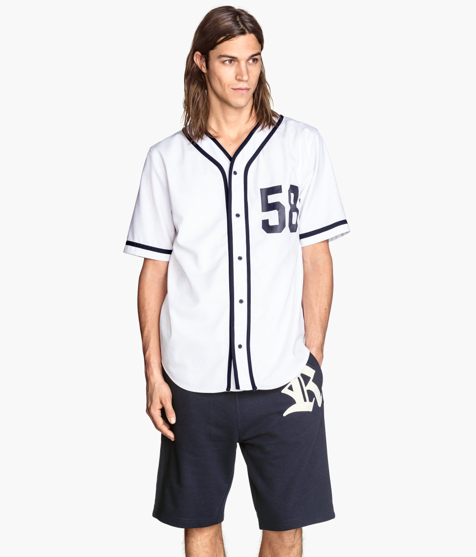 H&M Baseball Shirt in White for Men | Lyst
