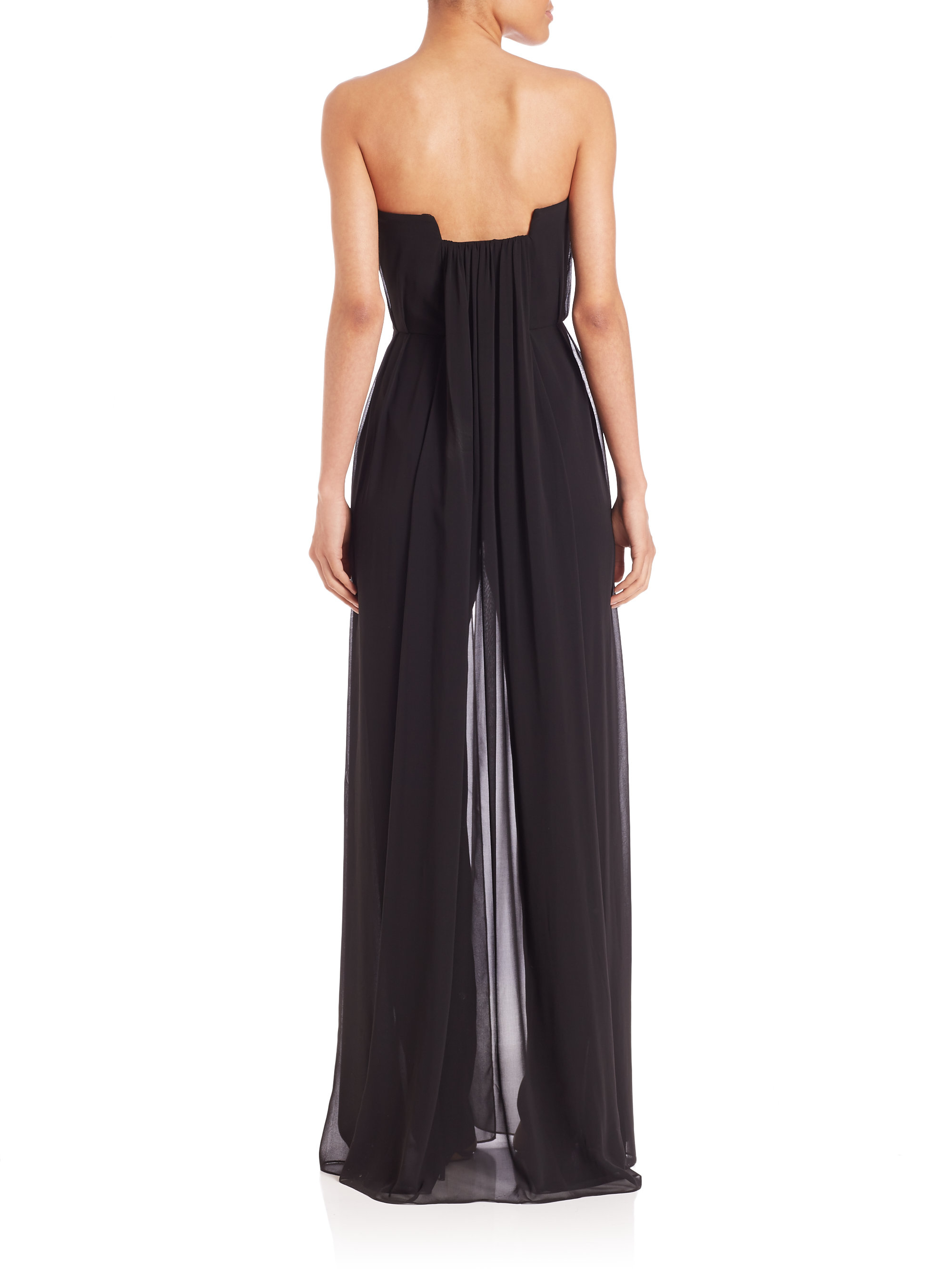 Halston heritage chiffon overlay strapless jumpsuit hotsell