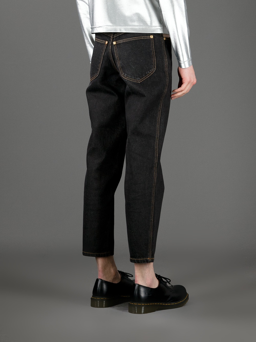 mens black cut off jeans