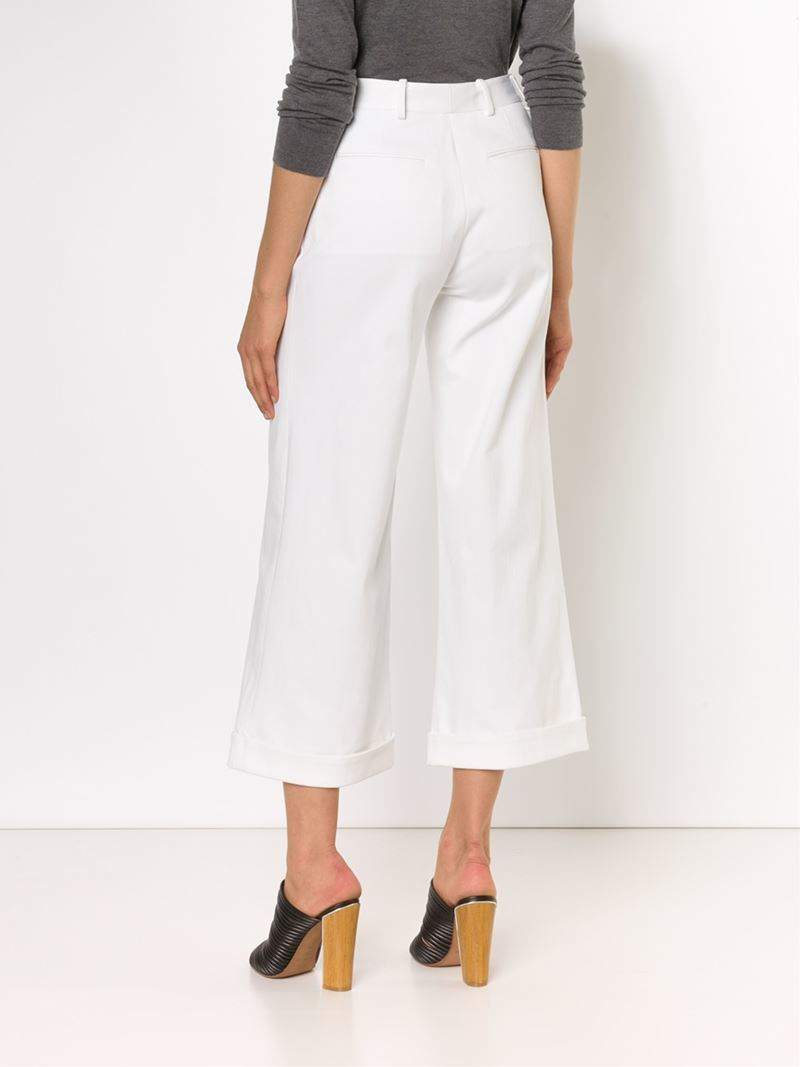 white cropped flare pants
