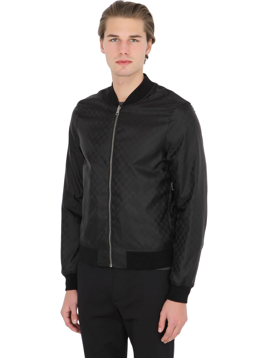 Gucci Reversible Nylon Bomber Jacket in Black for Men - Lyst