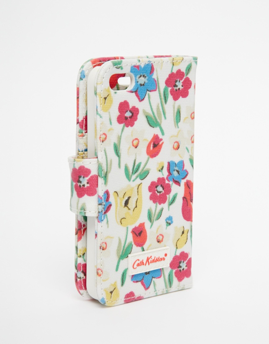 Cath Kidston Paradise Fields Iphone 5 Case With Card Holder In Chalk White Lyst