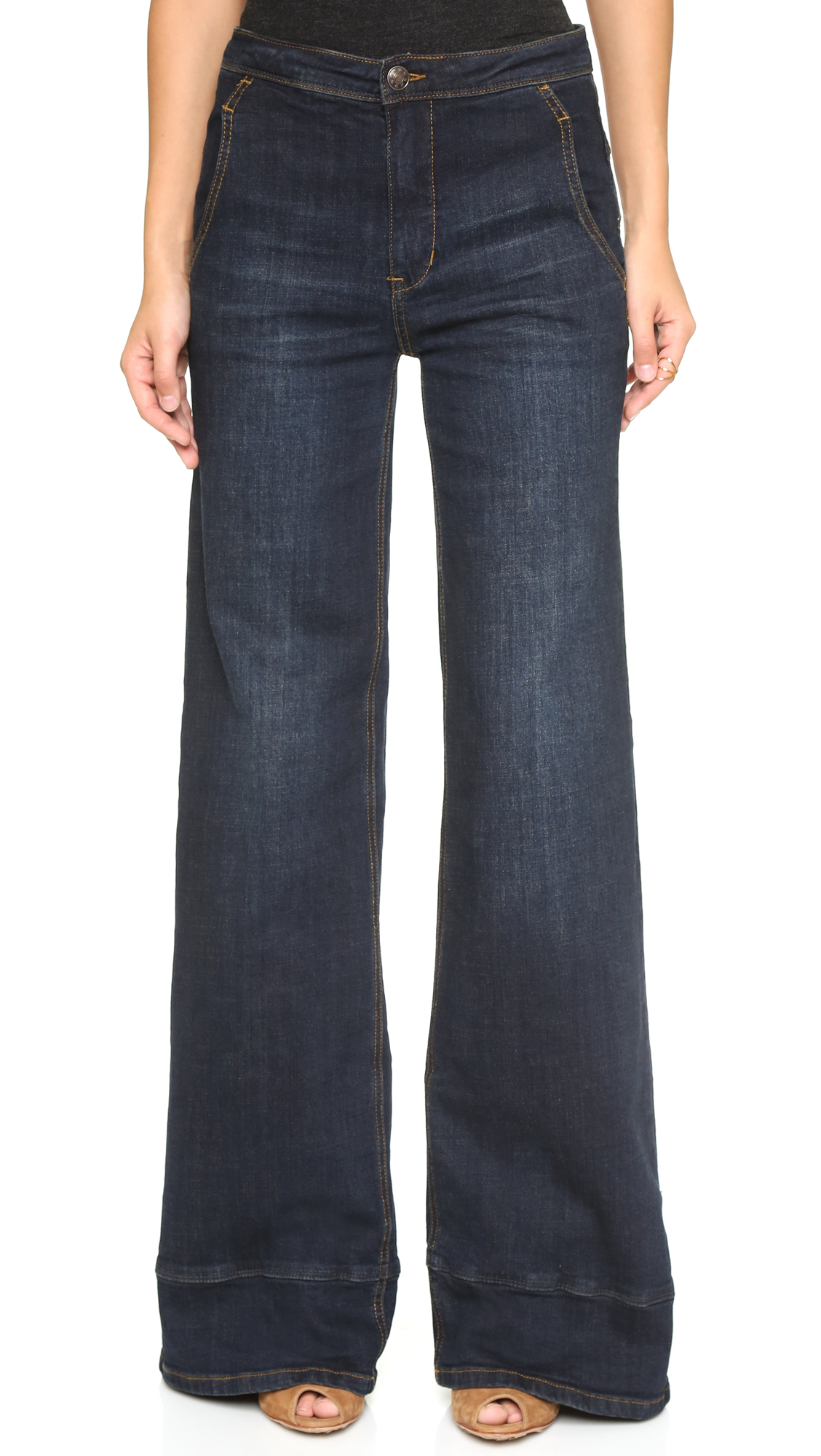 Free People High Waisted Bell Bottom Jeans - Bewick in Blue - Lyst