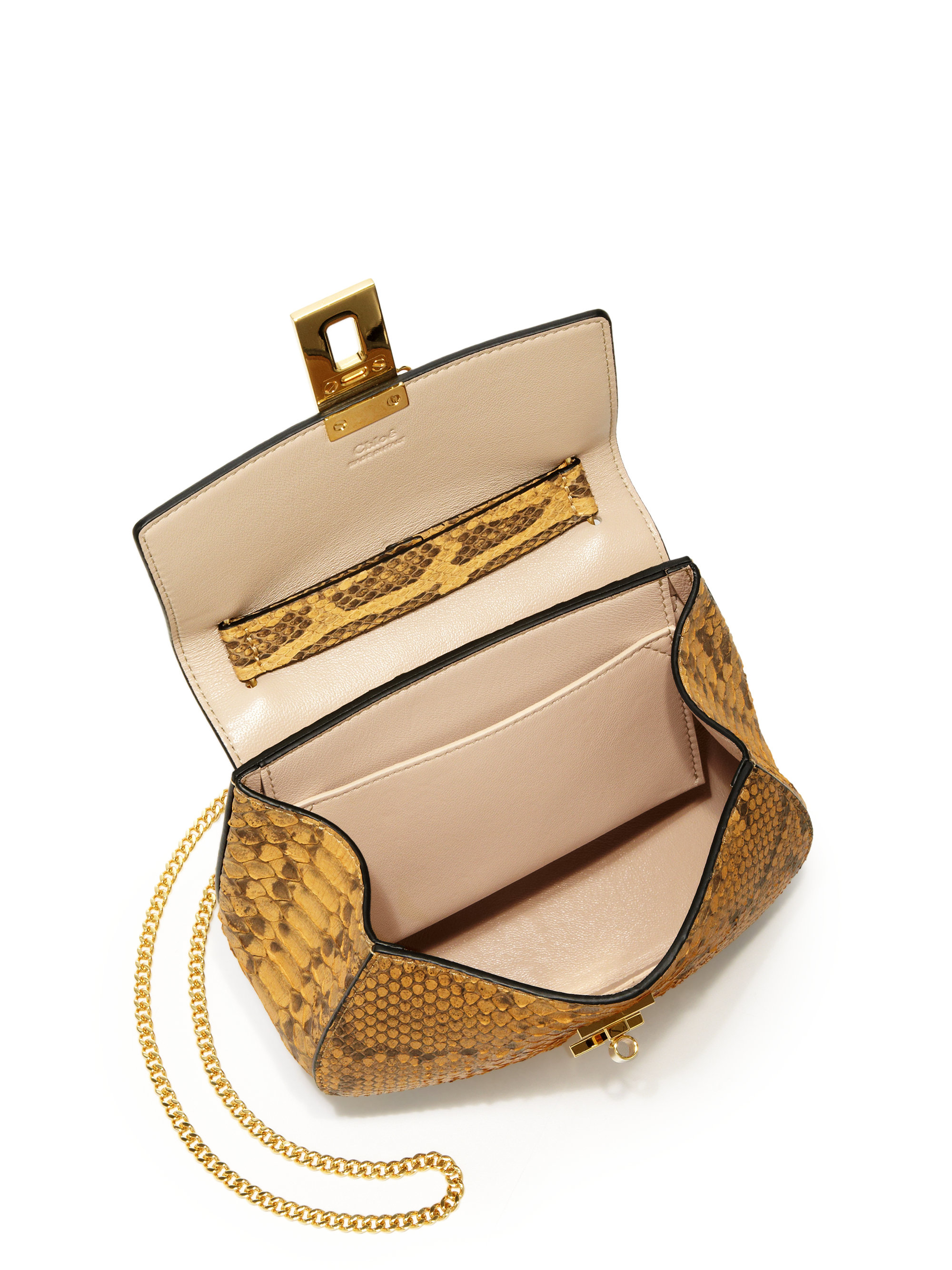 Chlo Drew Mini Python Crossbody Bag in Yellow (honey) | Lyst