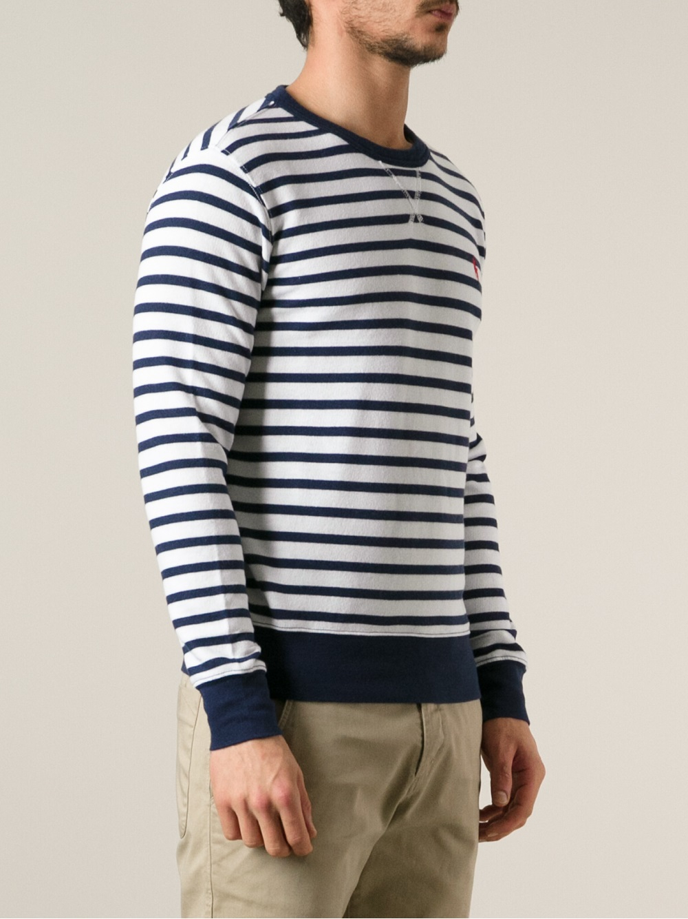 Ralph lauren Stripe Sweater in Blue for Men | Lyst