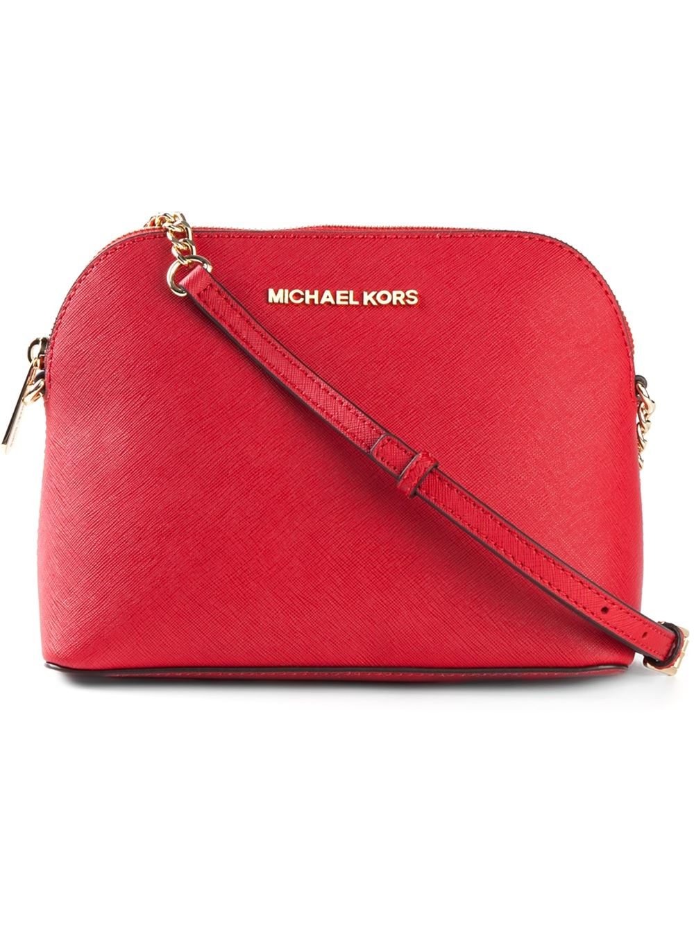 Michael Kors Cindy Large Calf-Leather Cross-Body Bag in Red | Lyst