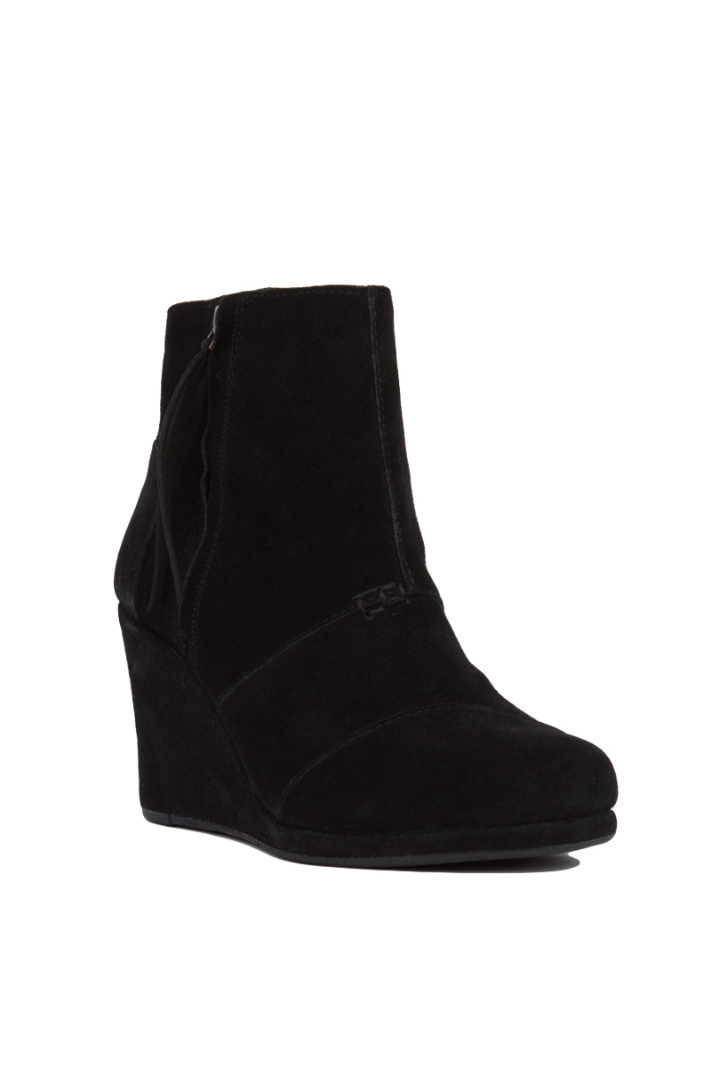 toms black suede ankle boots
