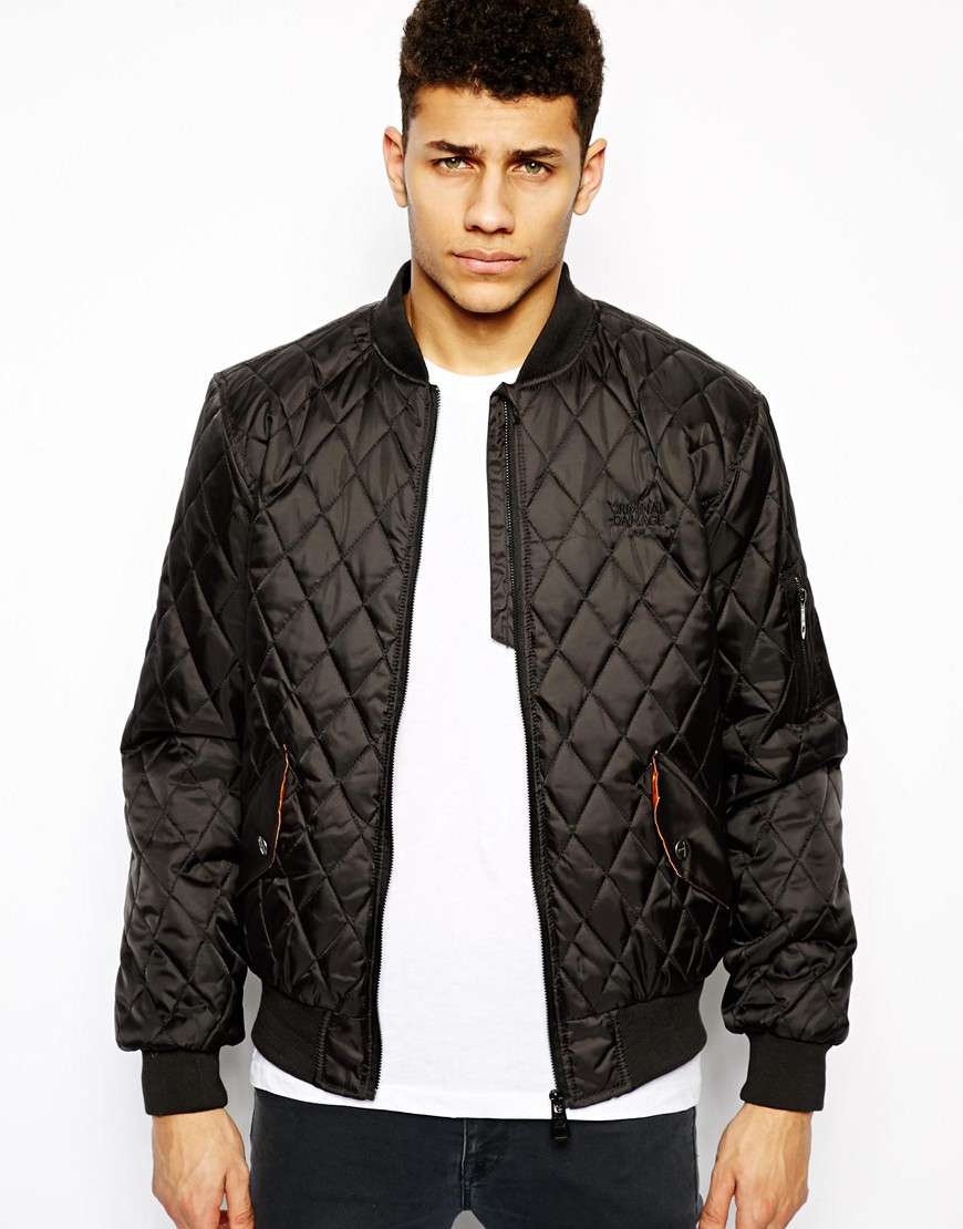 quilted black bomber jacket
