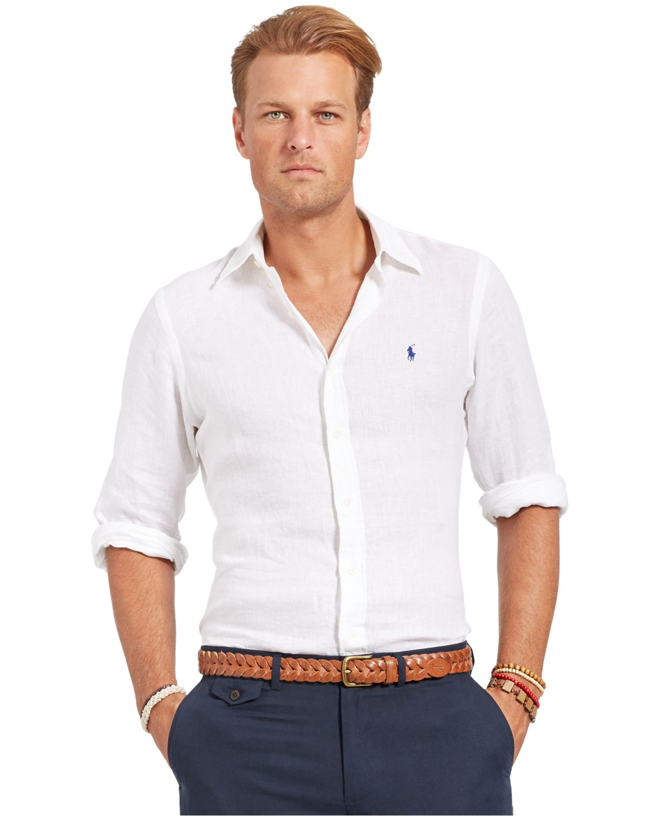 Polo Ralph Lauren Big And Tall Long Sleeve Linen Shirt in White for Men |  Lyst