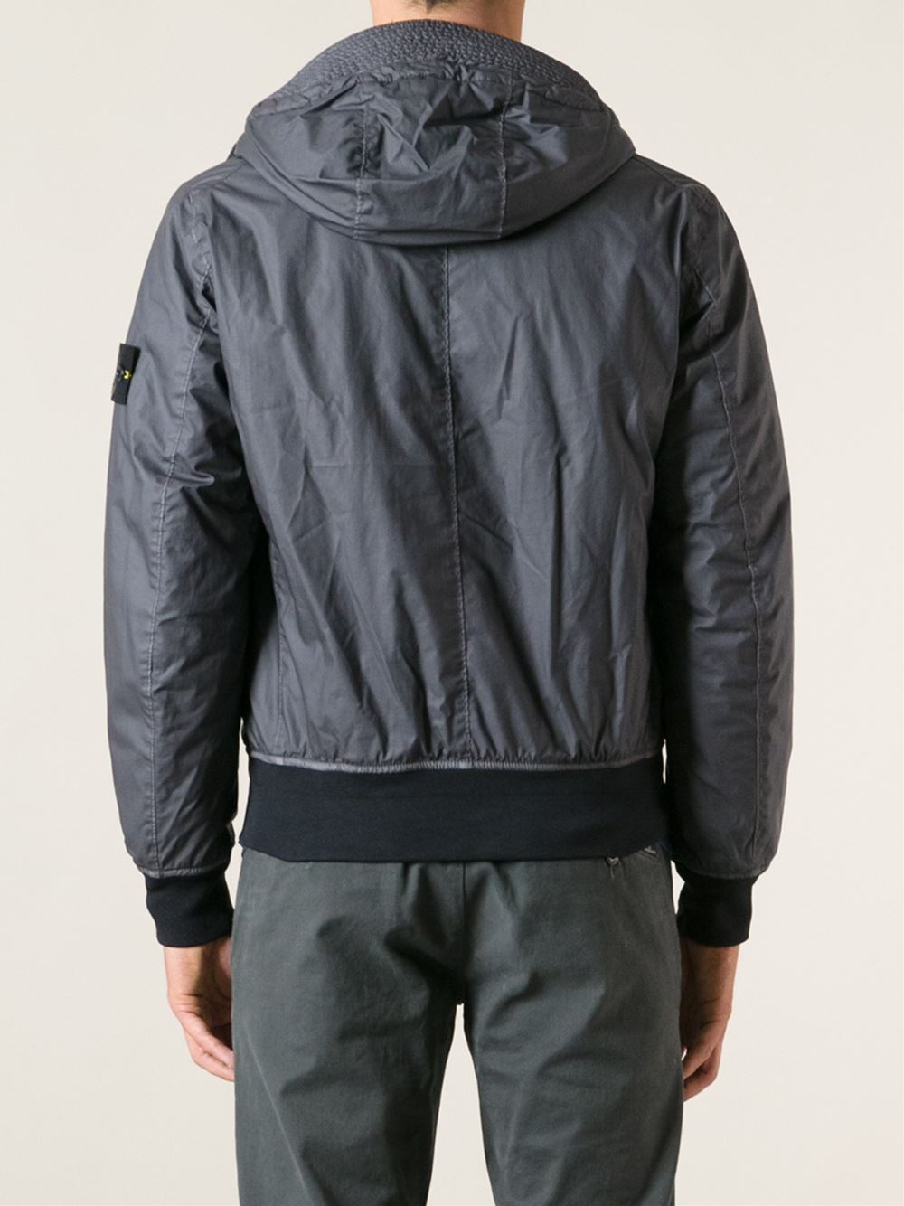 Stone Island Hooded Bomber Jacket in Grey (Grey) for Men Lyst