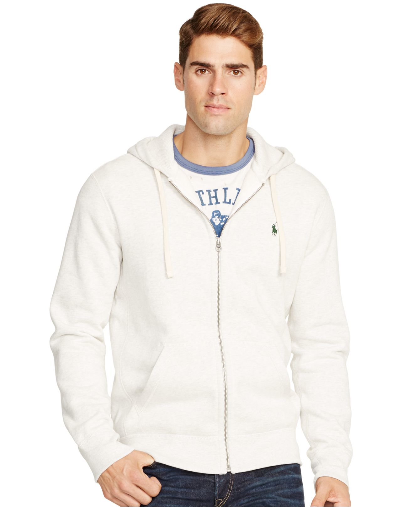 Polo Ralph Lauren Full-zip Hoodie in White for Men - Lyst