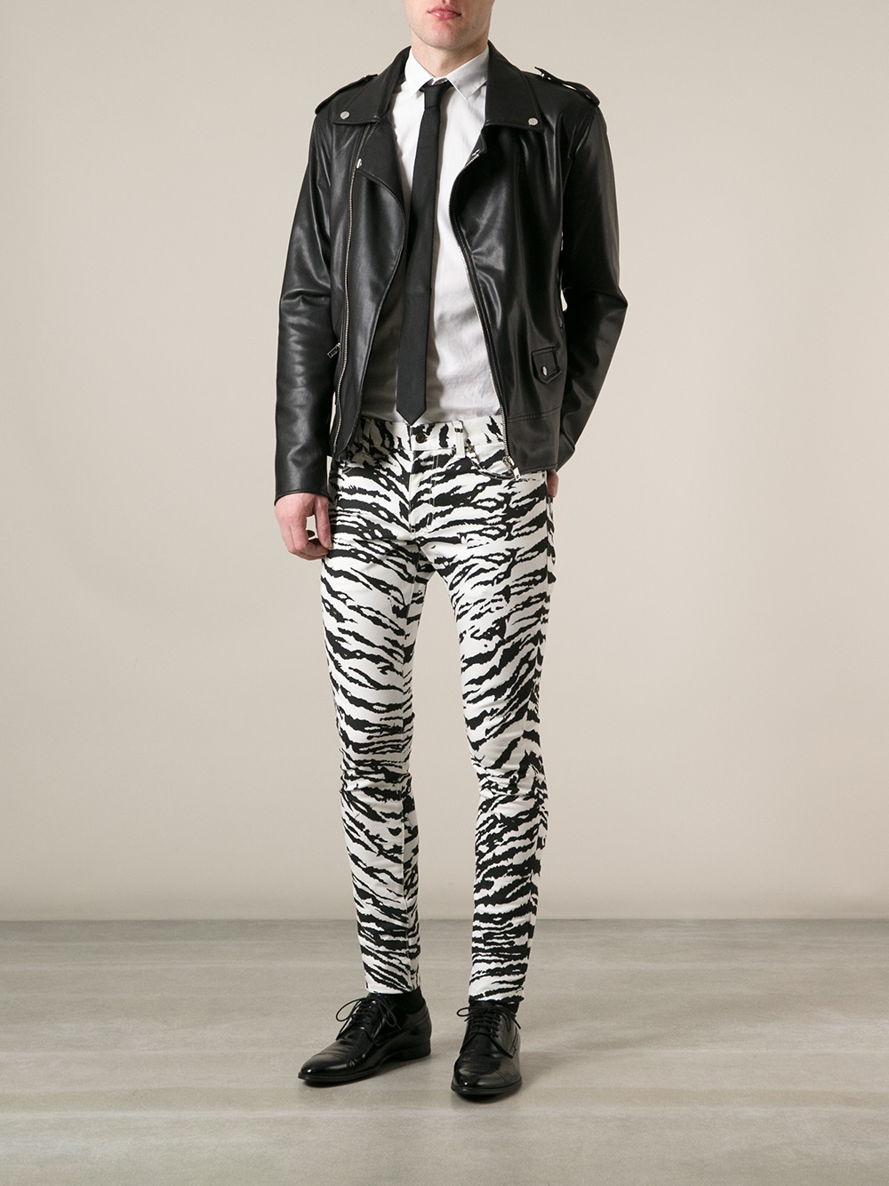 Saint Laurent Zebra Print Skinny Jean in White (Black) for Men | Lyst