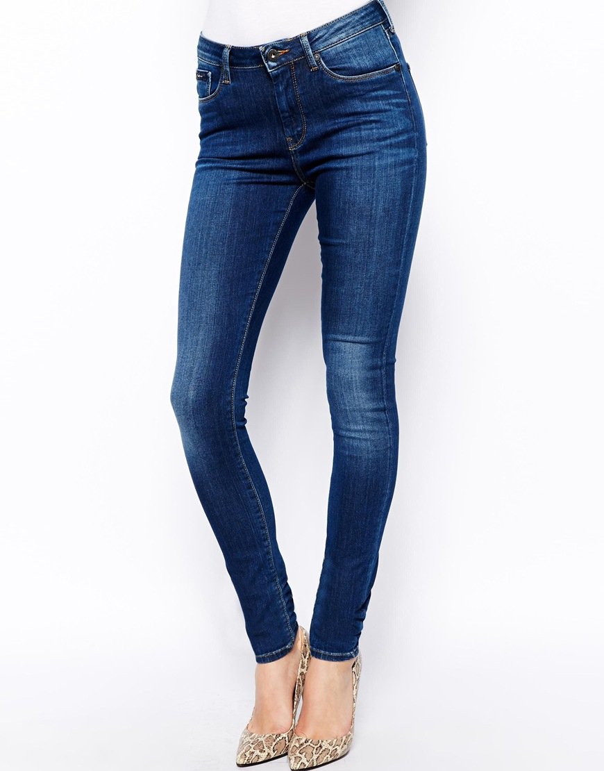 Pepe jeans Regent High Waist Skinny Jeans in Blue | Lyst