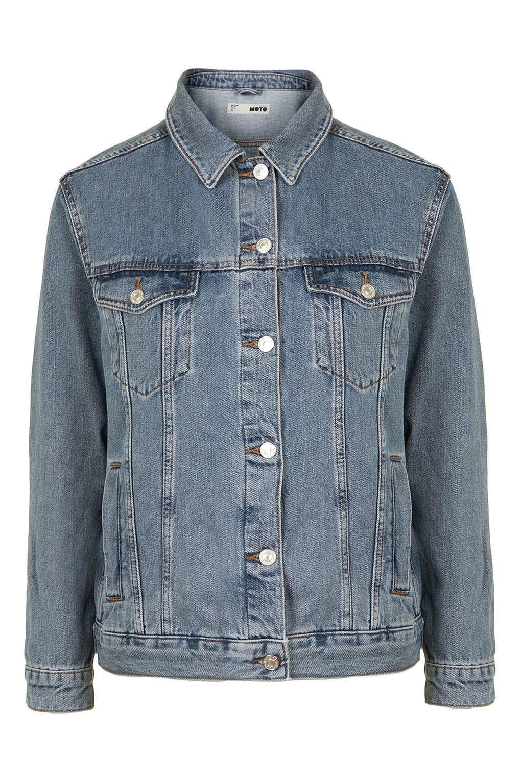 TOPSHOP Moto Oversized Denim Jacket in Grey (Blue) - Lyst