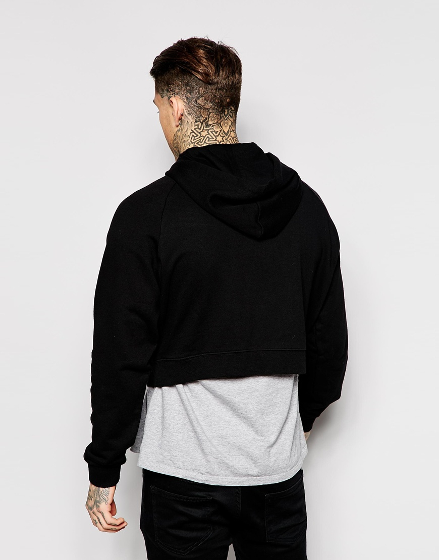 ASOS Oversized Cropped Hoodie in Black for Men | Lyst