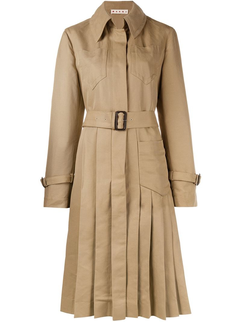 Lyst - Marni Pleated Trench Coat in Natural