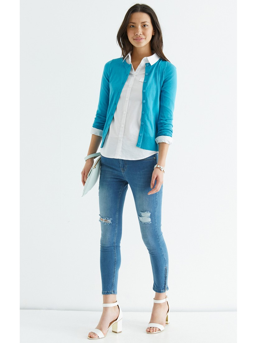 turquoise blue cardigan