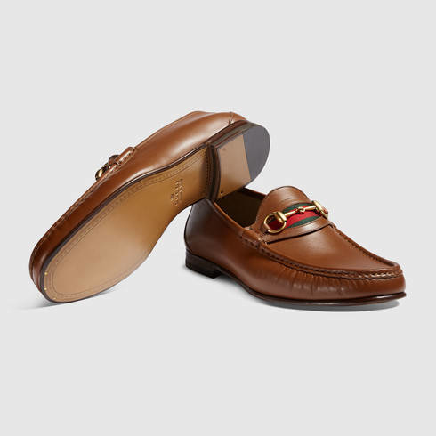 Gucci Men's Horsebit Leather Loafer in Brown for Men | Lyst