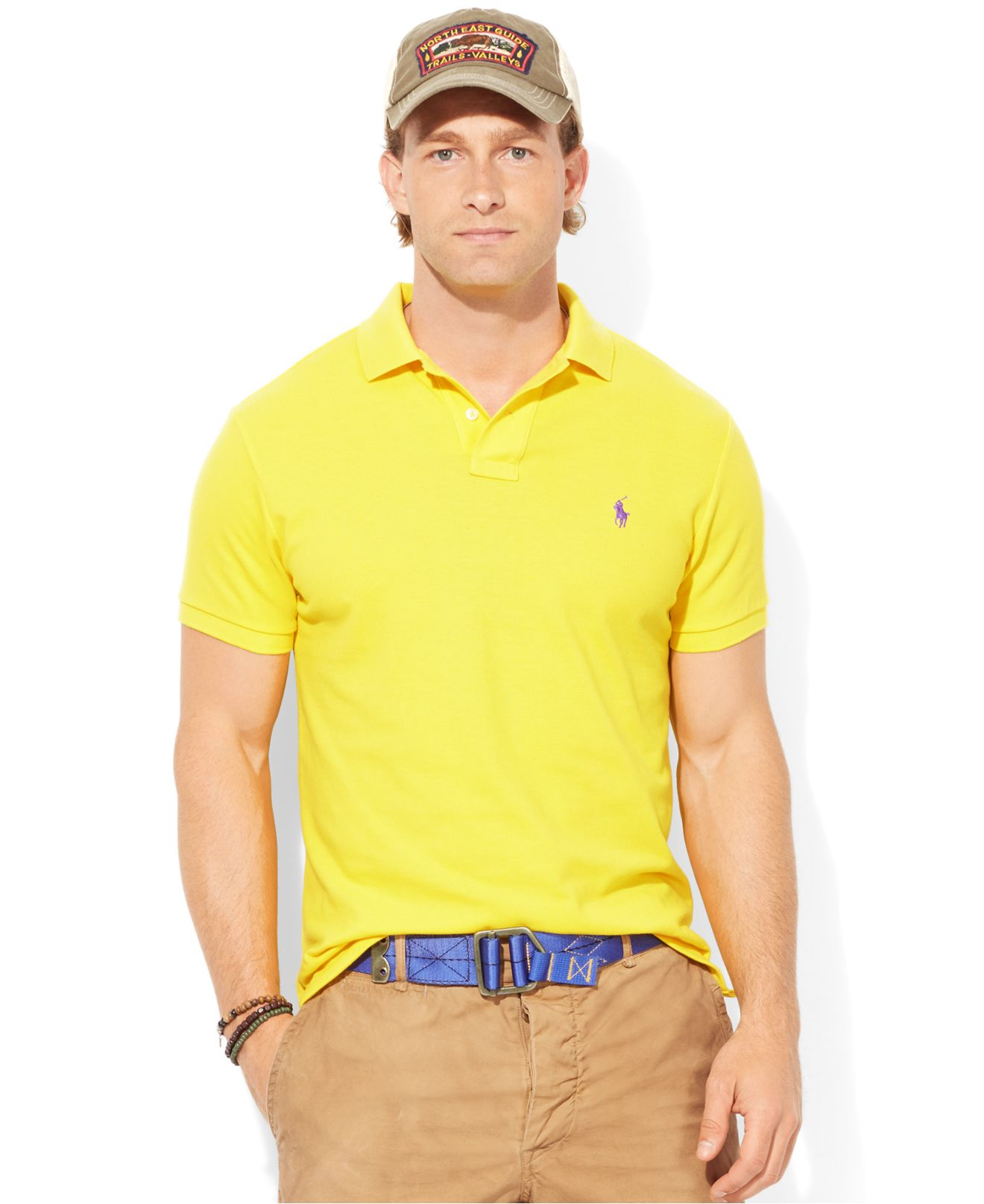 Polo Ralph Lauren Custom-Fit Mesh Polo Shirt in Yellow for Men (Lemon ...