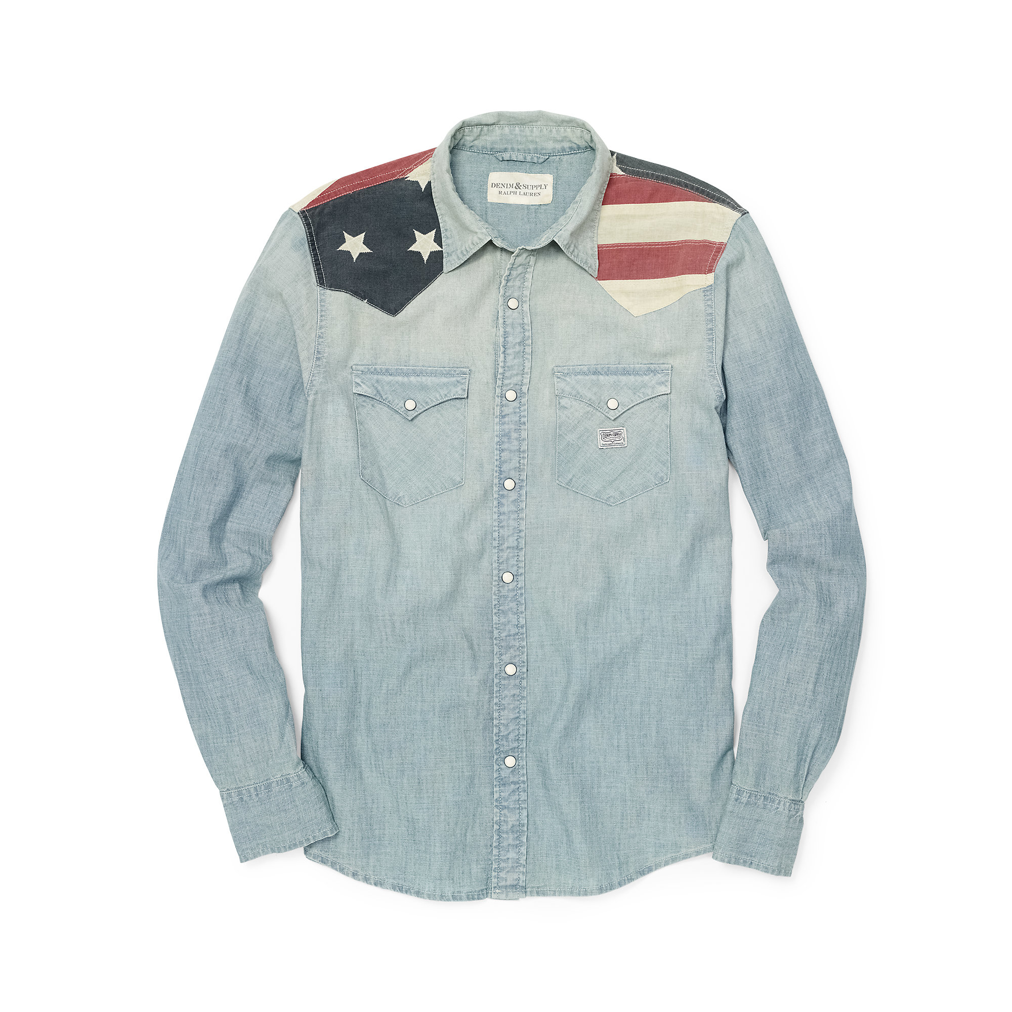 Denim & Supply Ralph Lauren Flag Chambray Western Shirt in Blue for Men |  Lyst