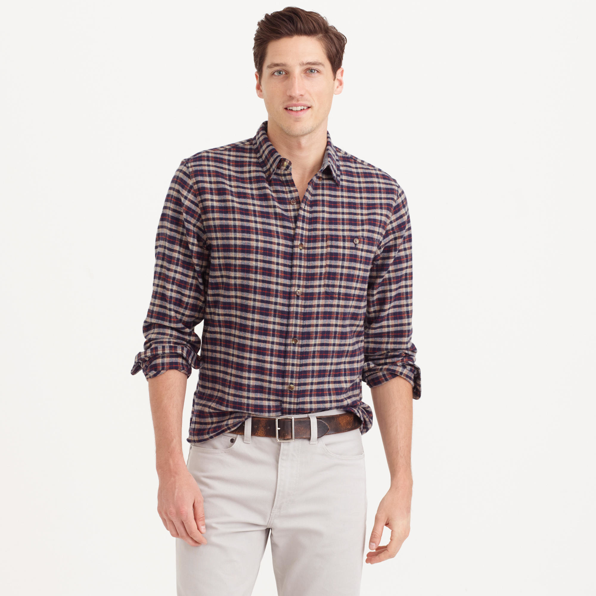 Lyst - J.Crew Cotton-wool Elbow-patch Shirt In Vintage Navy Plaid in ...