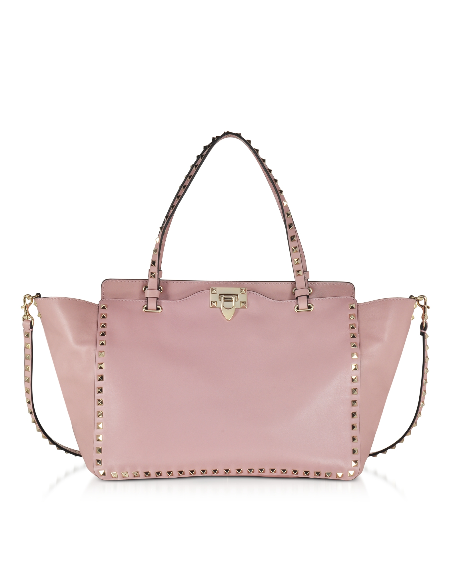 Valentino Rockstud Grey Pink Leather Medium Tote in Purple (grey) Lyst