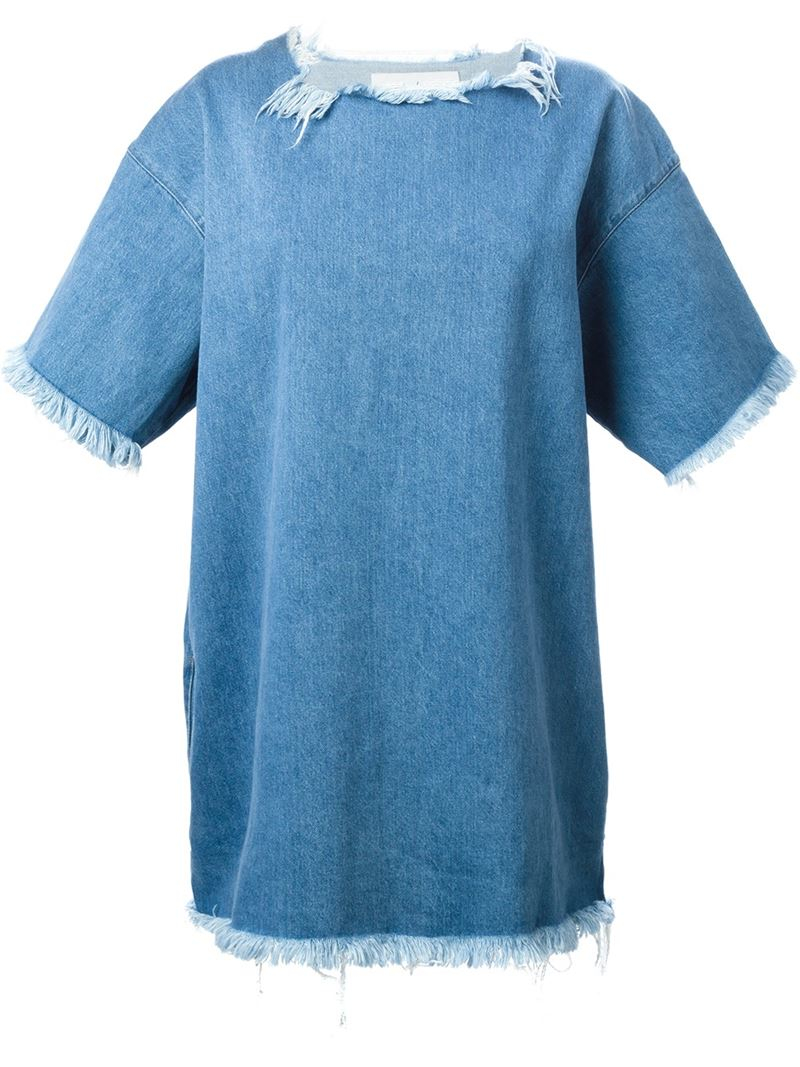 Lyst Marques Almeida Frayed Edge Denim T Shirt Dress In Blue lyst marques almeida frayed edge denim t shirt dress in blue