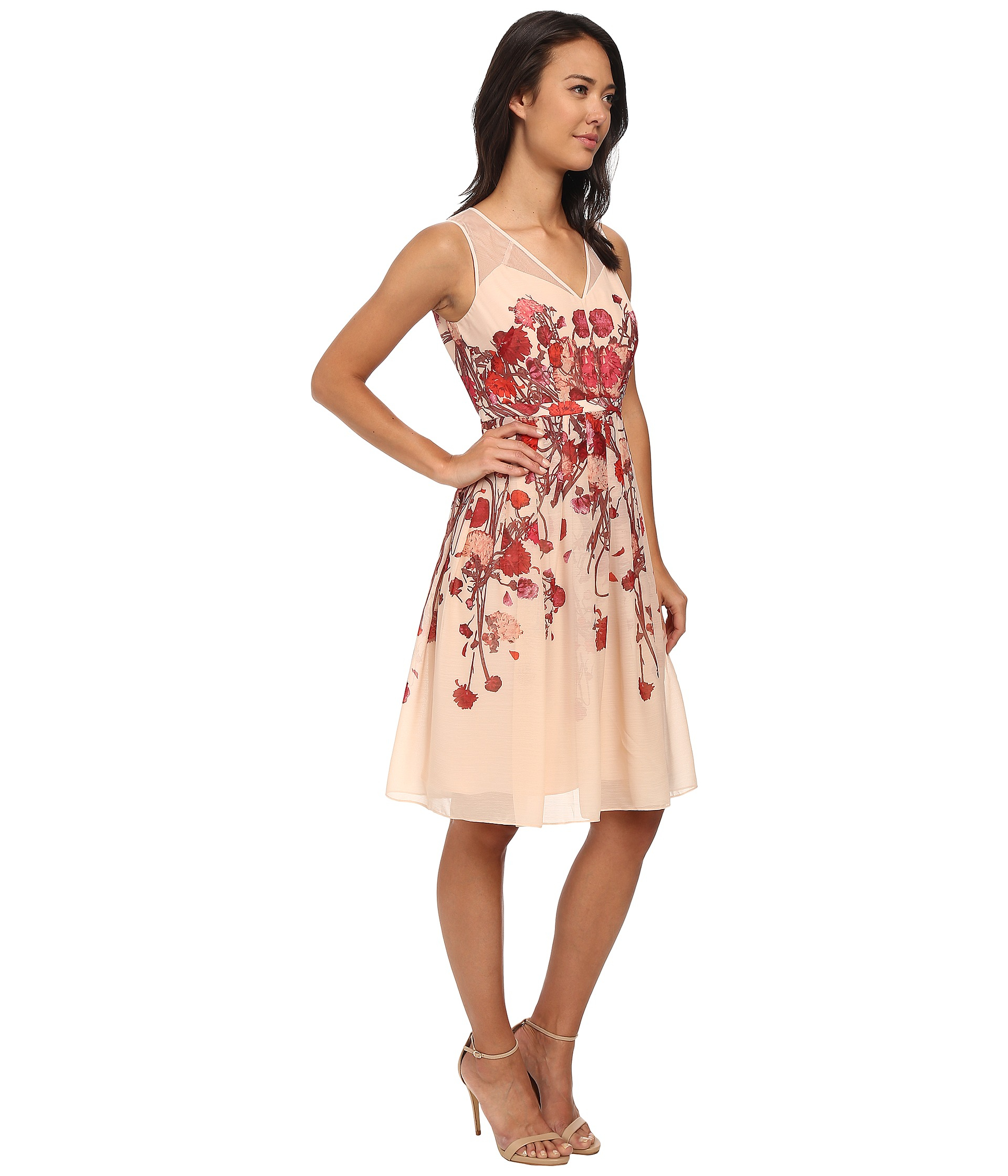 deep v fit and flare dress