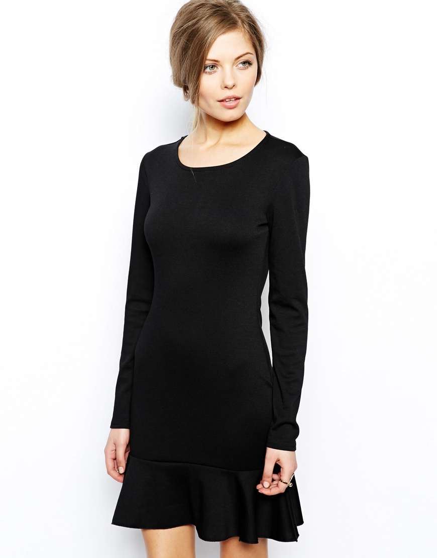 black long sleeve peplum dress