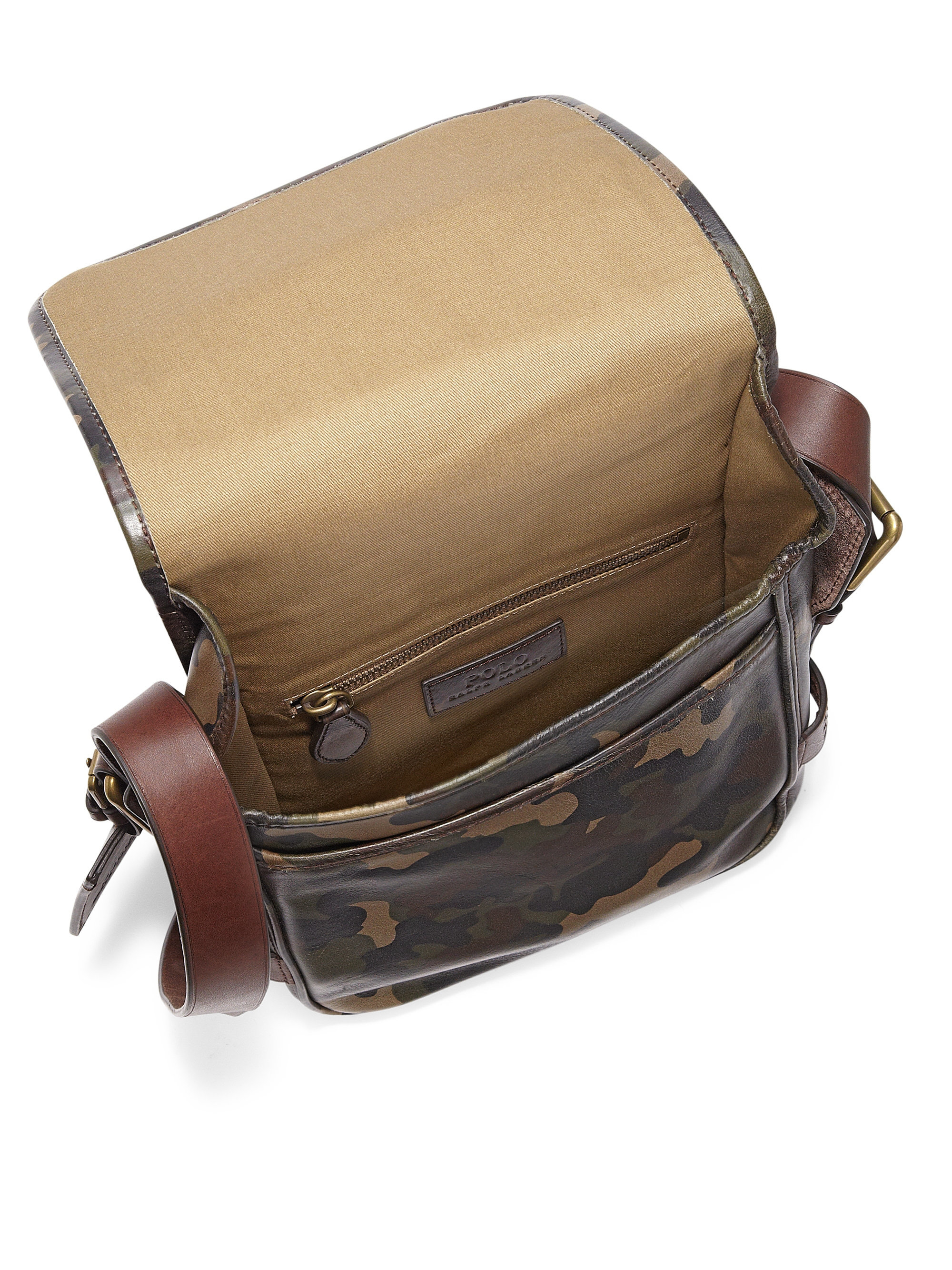 Polo ralph lauren Compact Leather Messenger Bag in Green for Men | Lyst