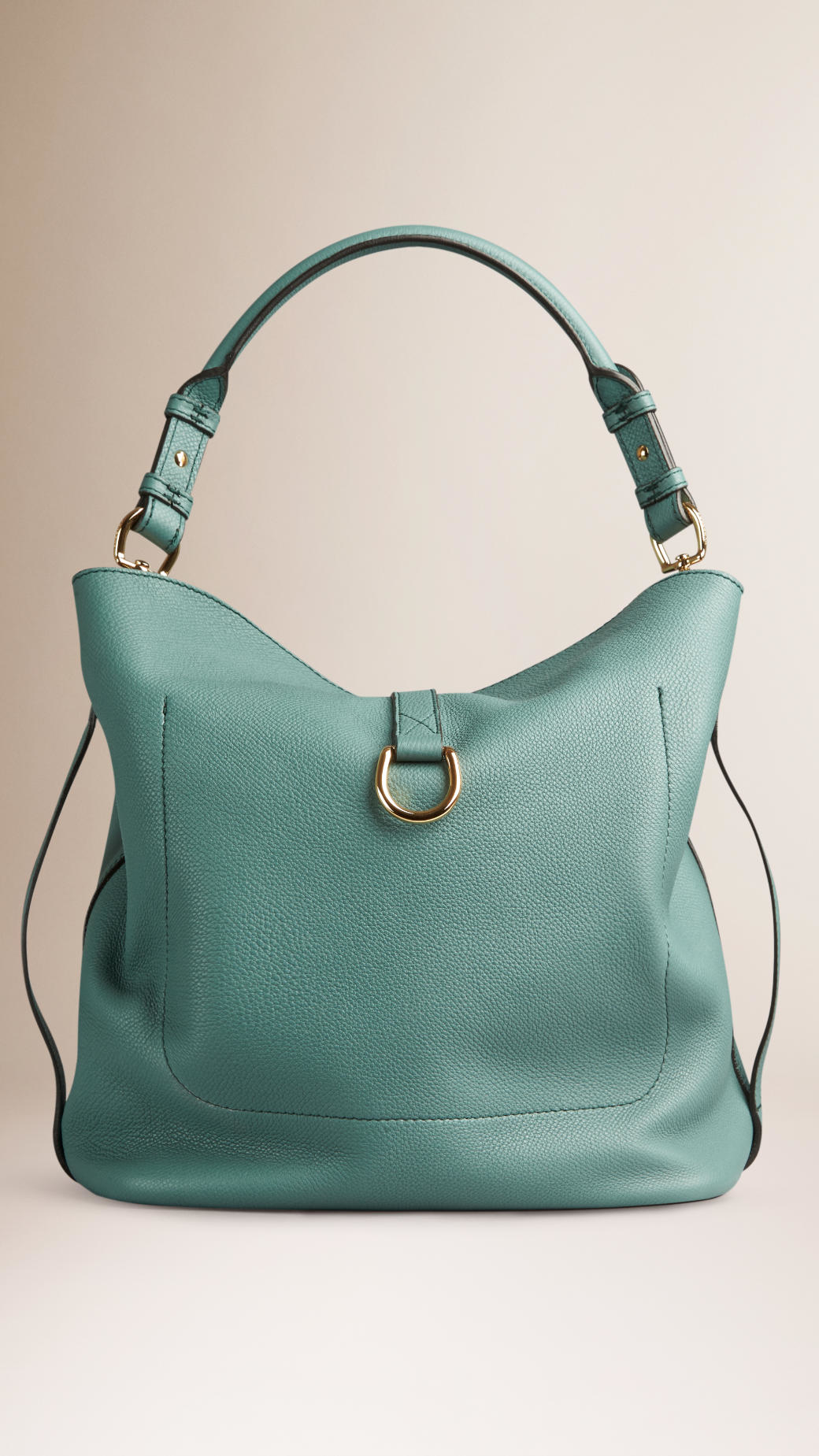 Burberry Medium Buckle Detail Leather Hobo Bag in Green (smokey green
