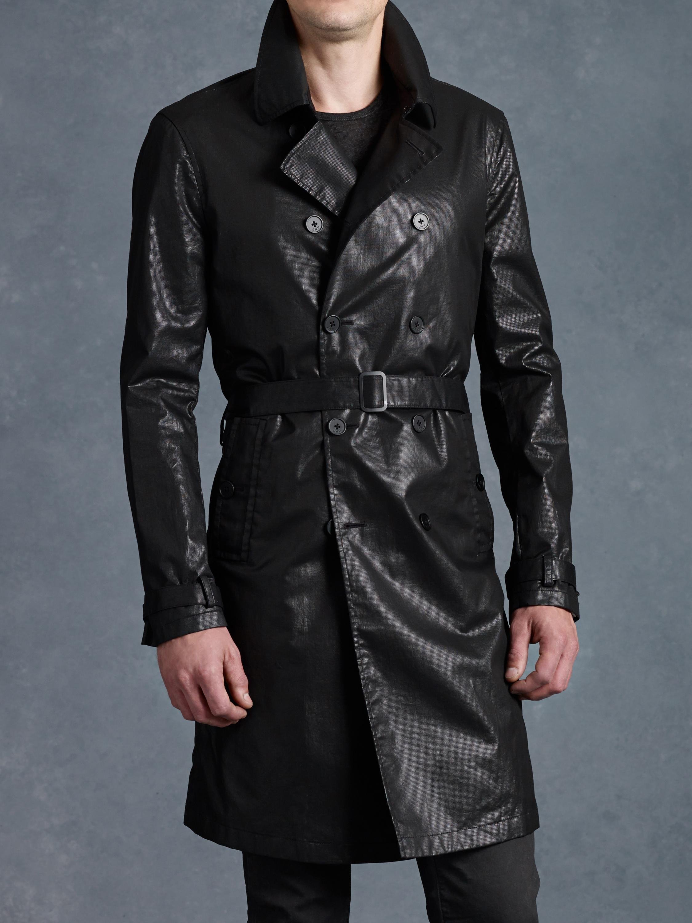 John Varvatos Double Breasted Trench Coat in Black for Men - Lyst