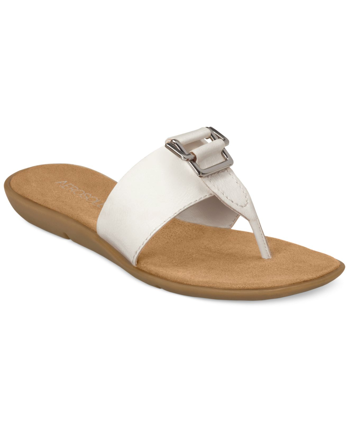 Aerosoles Savvy Flat Thong Sandals in White (White Patent) | Lyst