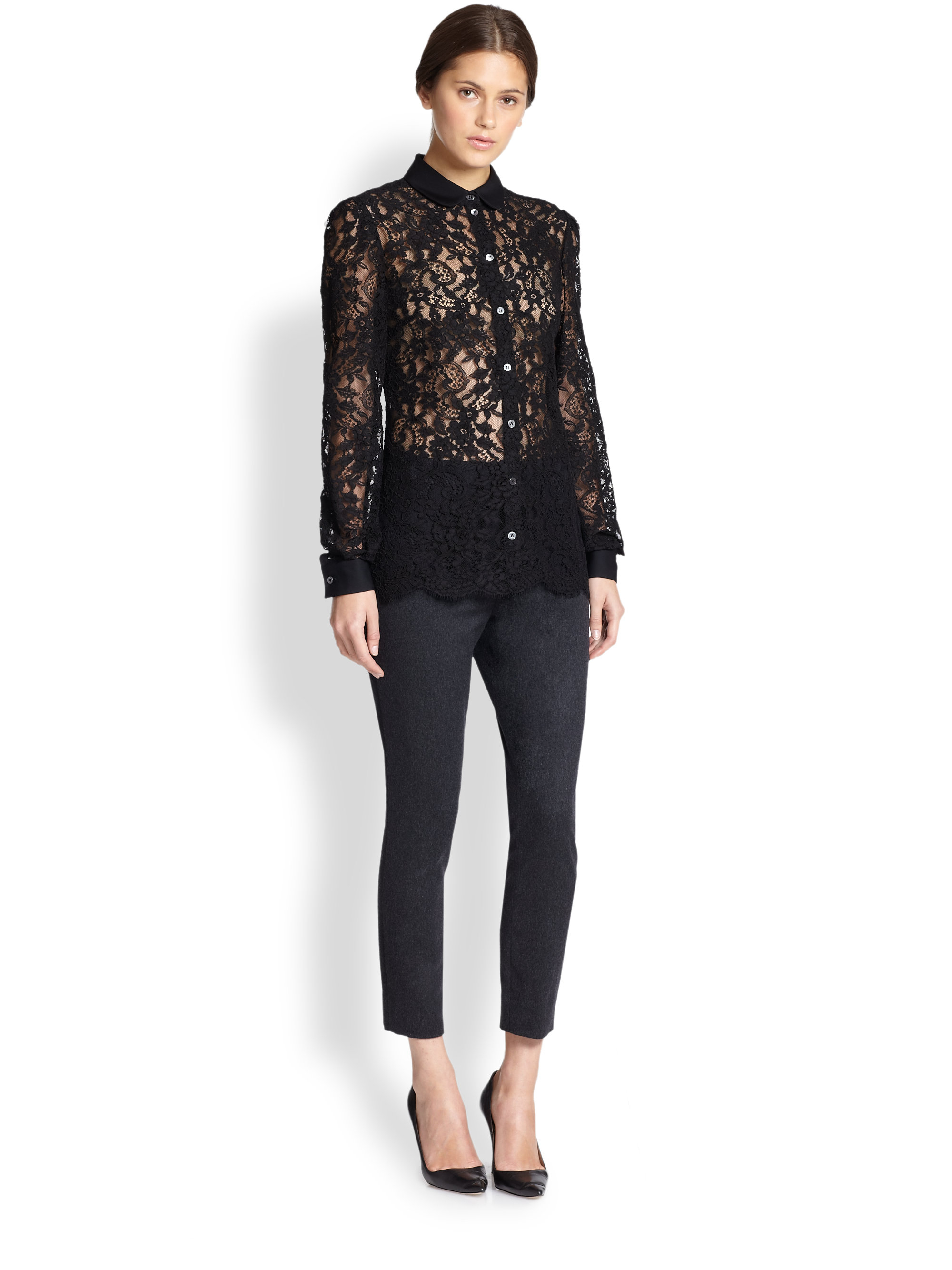 Dolce & Gabbana Lace Blouse in Black | Lyst