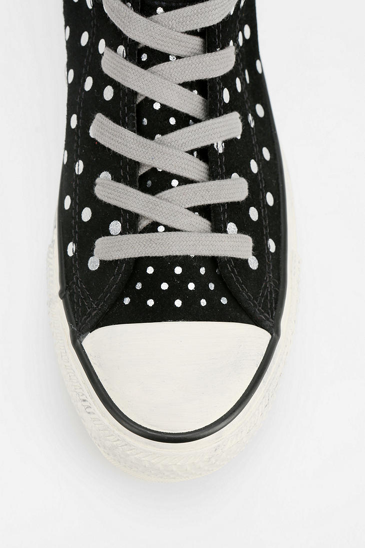 Lyst Urban Outfitters All Star Polka Dot Suede High Top Sneaker in Black