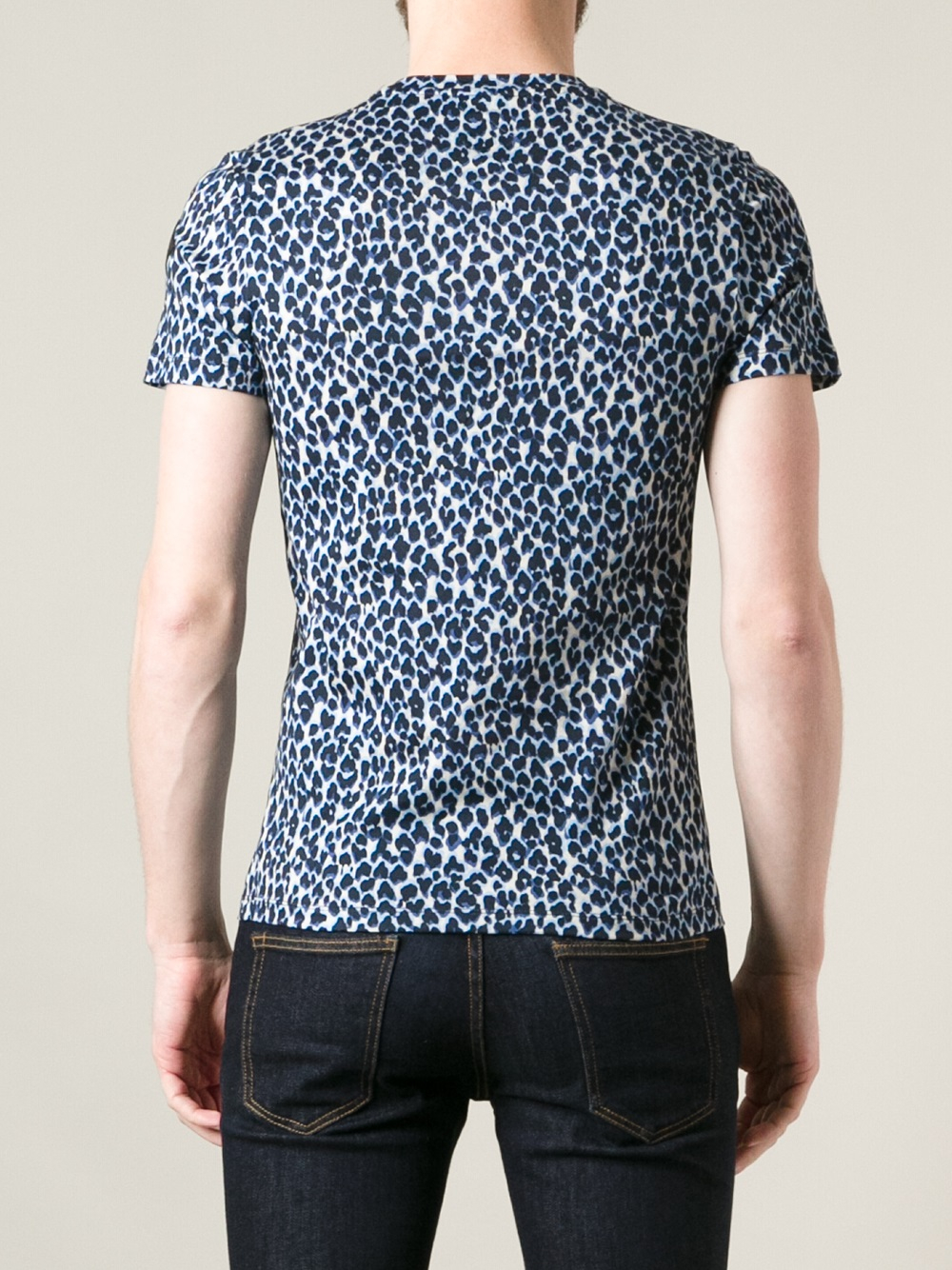 Moncler Leopard Print T-Shirt in Blue for Men - Lyst