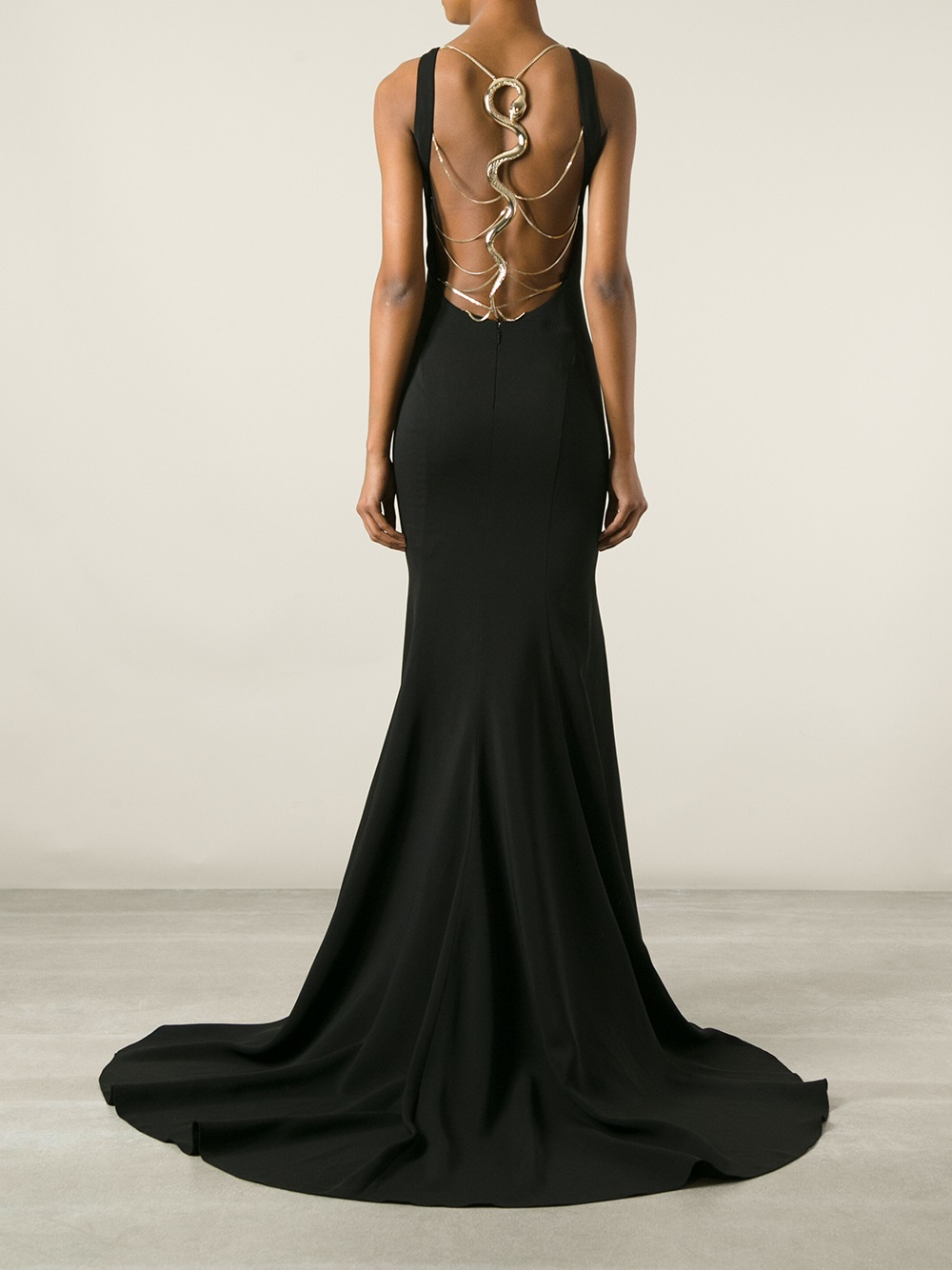 Roberto Cavalli Snake Silk-Blend Gown in Black | Lyst