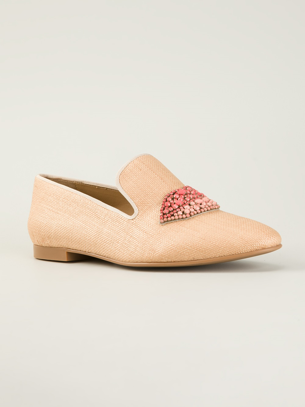 Lyst Stella mccartney Lips Embellished Slipper in Natural
