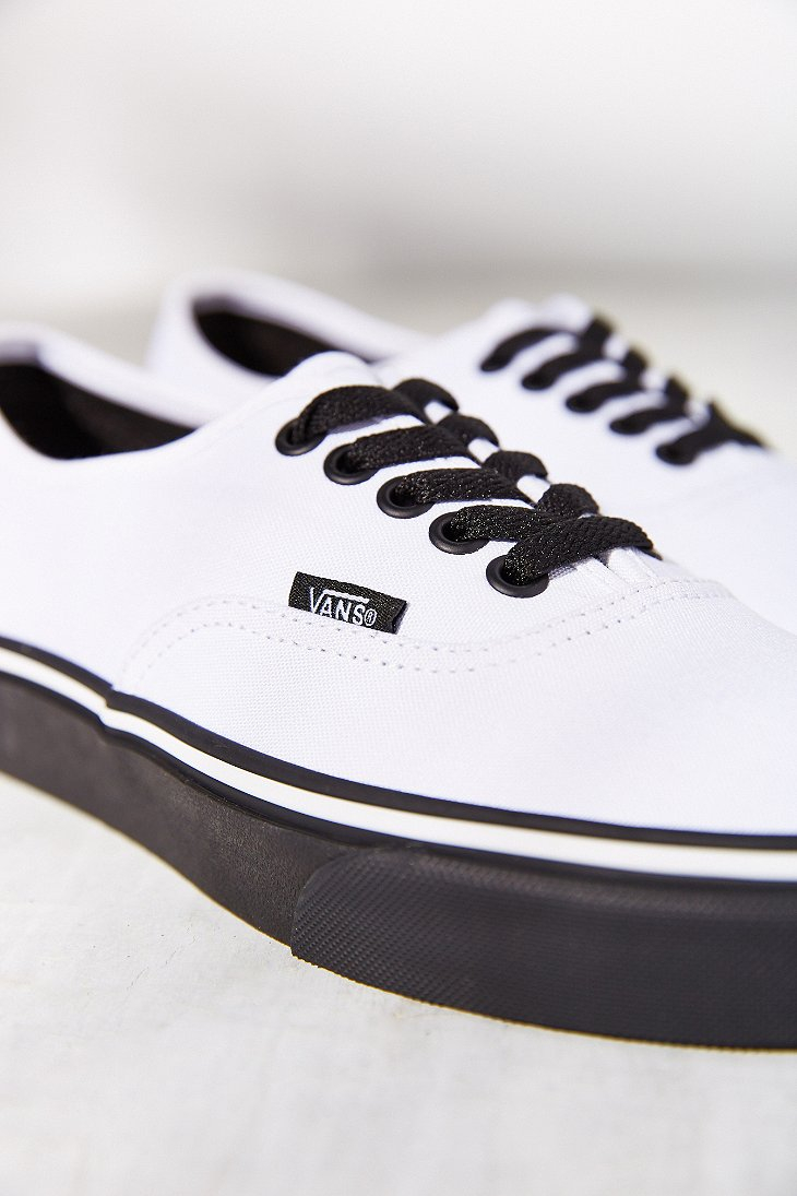Vans Authentic Black Sole Sneaker in White | Lyst