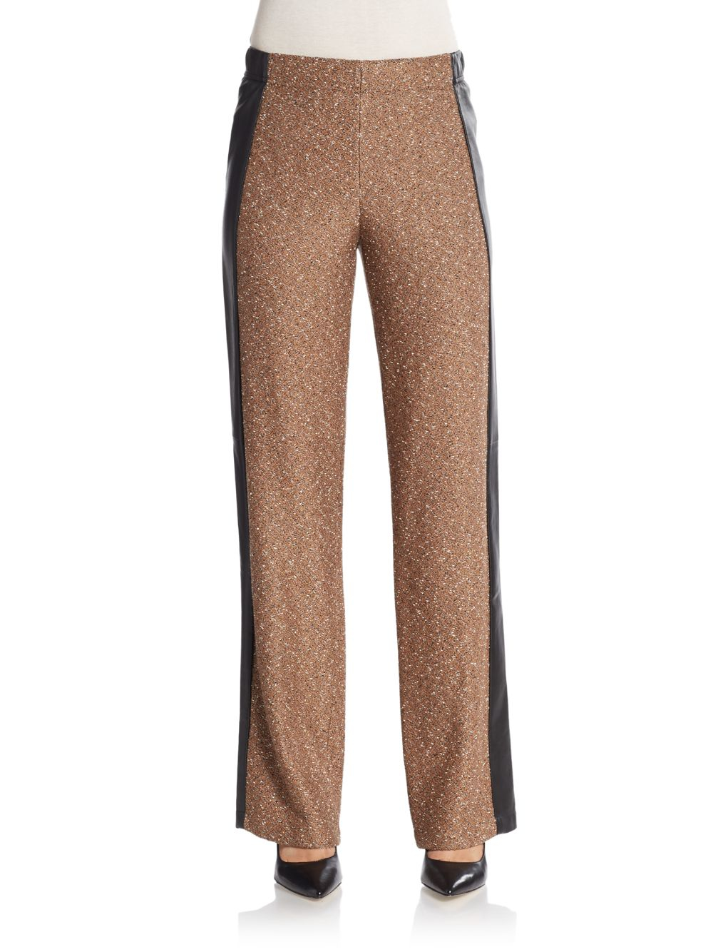 Lyst St. John Donegal Tweed Knit Wide Leg Pants With Elastized
