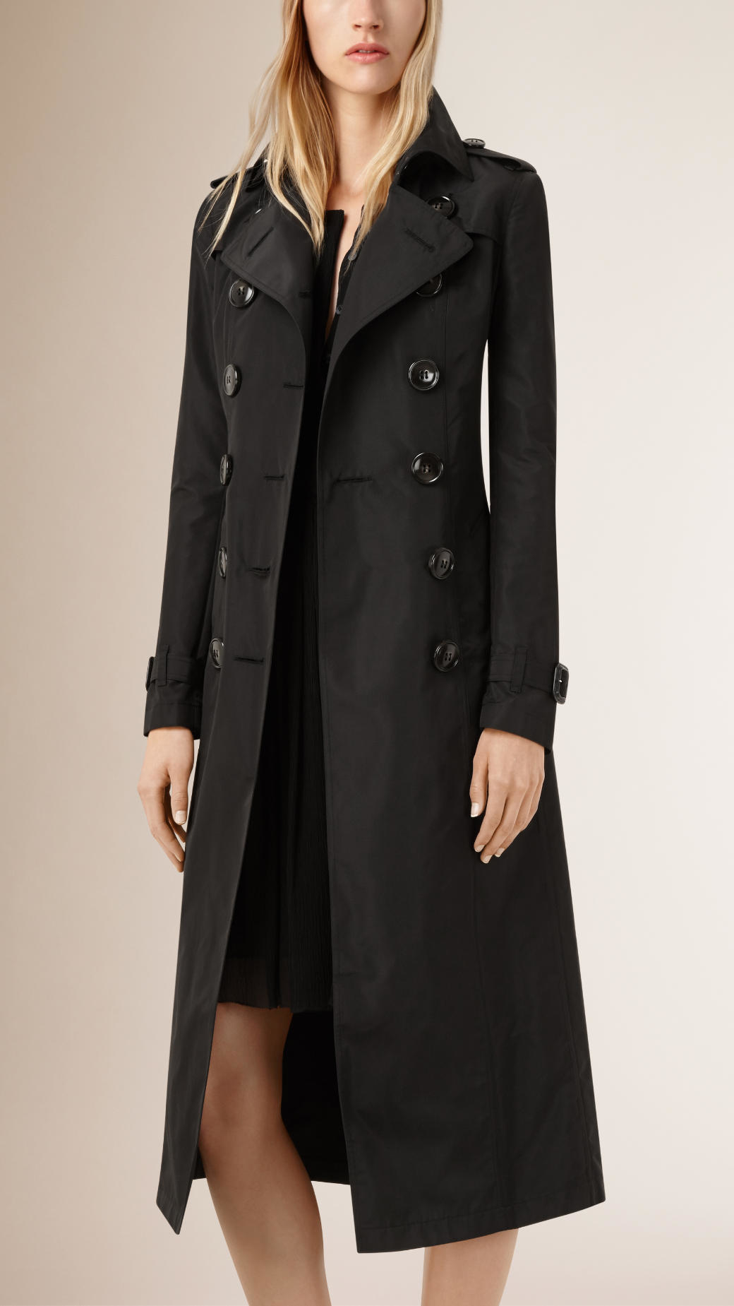 Burberry Silk Trench Coat in Black | Lyst