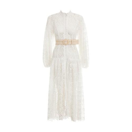Zimmermann Belted Long Dress in Ivory (White) Lyst